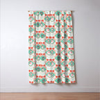 Christmas Dogs Festive Furry Holiday Ornaments Damask Pastel Green Window Curtain Gallery Image 3