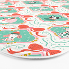 Christmas Dogs Festive Furry Holiday Ornaments Damask Pastel Green Bath Mat Gallery Image 3