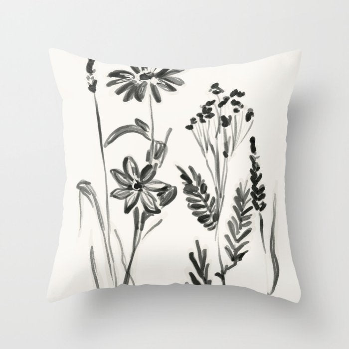 Minimalist wildflowers Throw Pillow Gallery Image 1