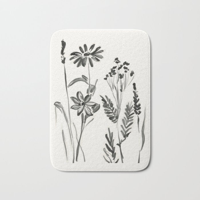 Minimalist wildflowers Bath Mat Gallery Image 1