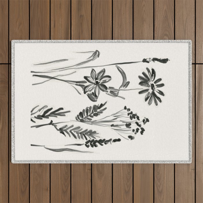 Minimalist wildflowers Outdoor Rug Gallery Image 1