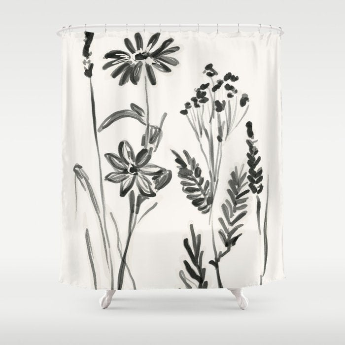Minimalist wildflowers Shower Curtain Gallery Image 1