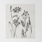 Minimalist wildflowers Throw Blanket Gallery Image 2