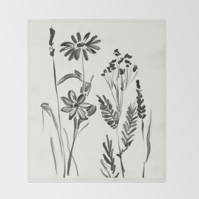 Minimalist wildflowers Throw Blanket Gallery Image 2