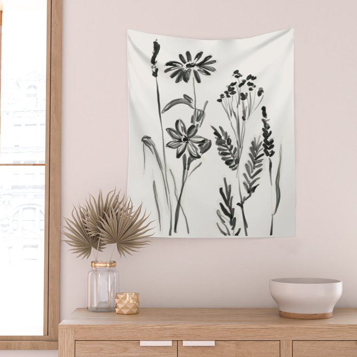 Minimalist wildflowers Wall Tapestry Gallery Image 2