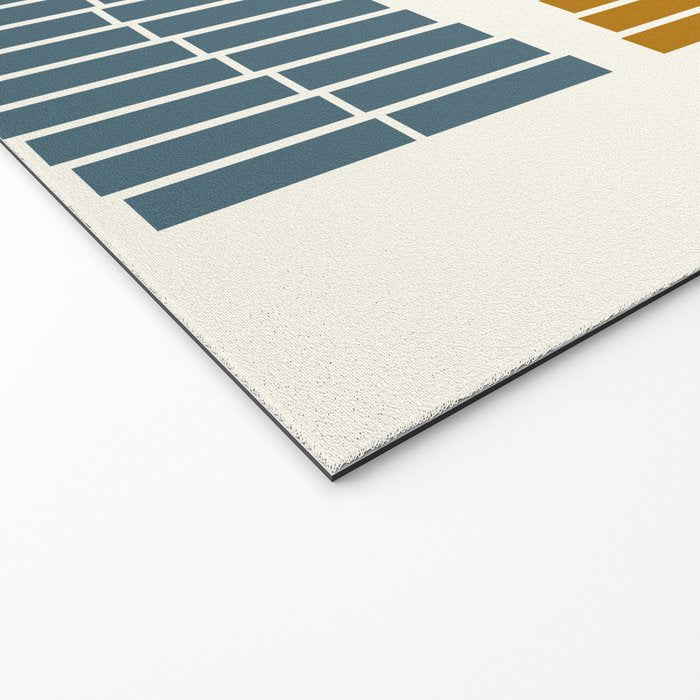 Minimalist Wavy Geometric Pattern in Pink, Gold, and Blue Welcome Mat Gallery Image 2