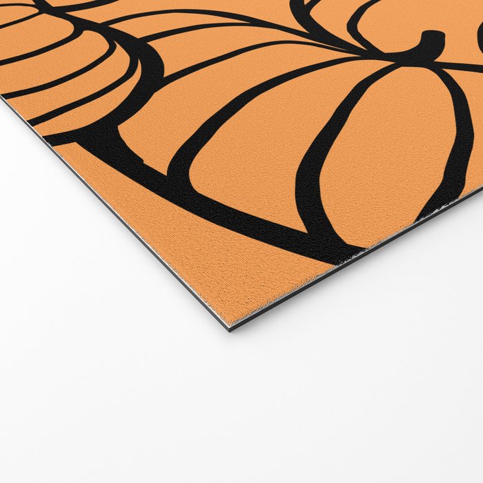 Minimal Retro Line-art Pumpkin Pattern - Black on Orange Welcome Mat Gallery Image 2