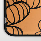 Minimal Retro Line-art Pumpkin Pattern - Black on Orange Laptop Sleeve Gallery Image 3