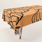 Minimal Retro Line-art Pumpkin Pattern - Black on Orange Tablecloth Gallery Image 1