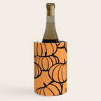 Minimal Retro Line-art Pumpkin Pattern - Black on Orange Wine Chiller Gallery Image 1