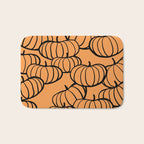 Minimal Retro Line-art Pumpkin Pattern - Black on Orange Bath Mat Gallery Image 1