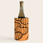 Minimal Retro Line-art Pumpkin Pattern - Black on Orange Wine Chiller Gallery Image 2