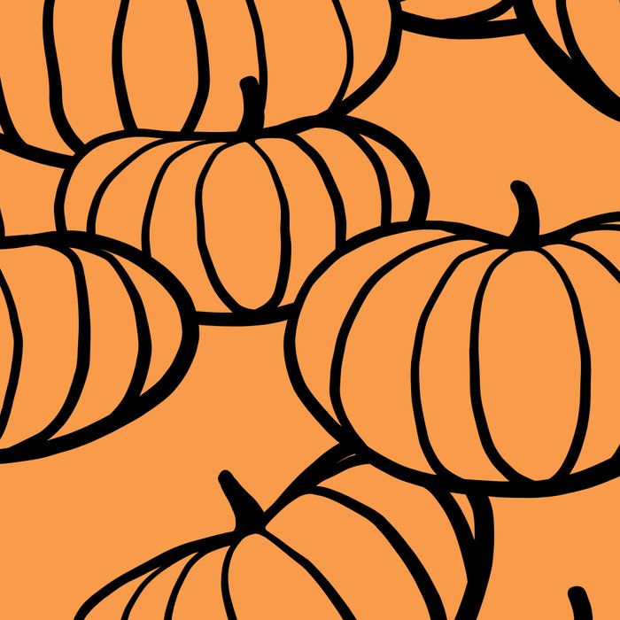 Minimal Retro Line-art Pumpkin Pattern - Black on Orange Coffee Mug Gallery Image 2