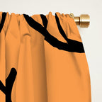 Minimal Retro Line-art Pumpkin Pattern - Black on Orange Window Curtain Gallery Image 2