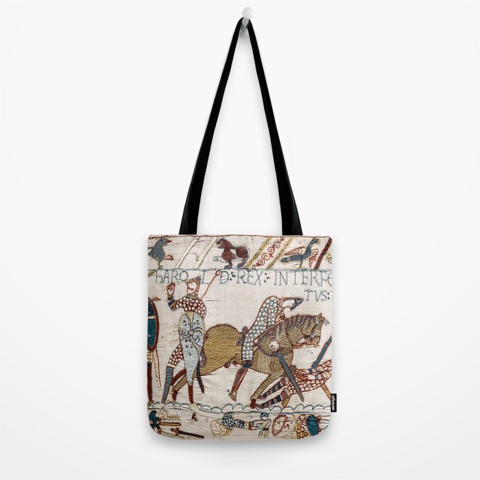 Battle of Hastings- Bayeux Tapestry King Harold Is Killed Arrow In Eye Tote Bag Gallery Image 2