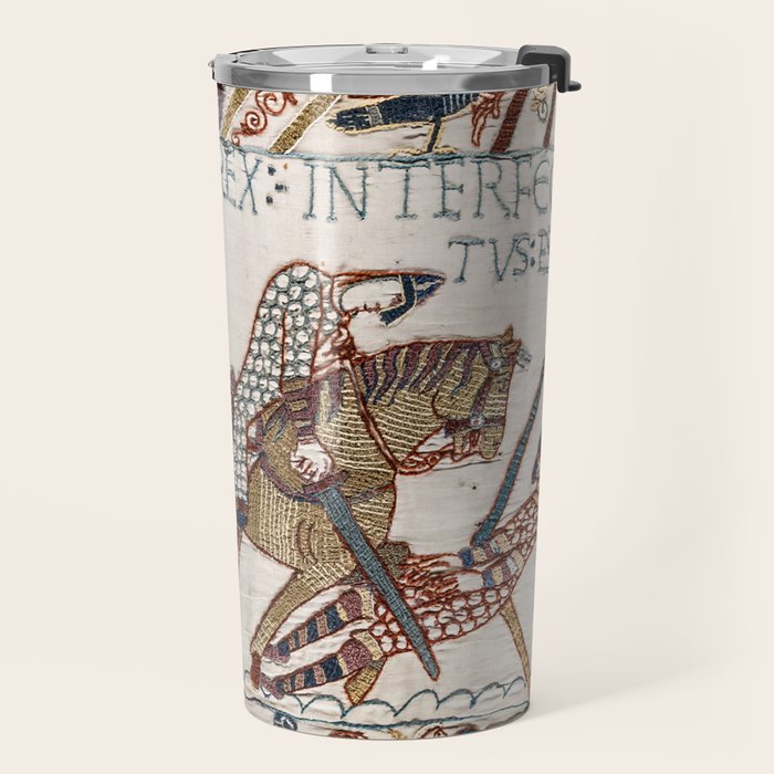 Battle of Hastings- Bayeux Tapestry King Harold Is Killed Arrow In Eye Travel Mug Gallery Image 2