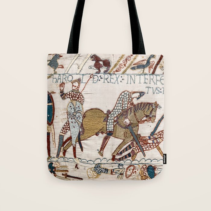 Battle of Hastings- Bayeux Tapestry King Harold Is Killed Arrow In Eye Tote Bag Gallery Image 1