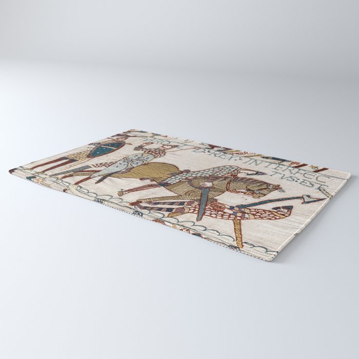 Battle of Hastings- Bayeux Tapestry King Harold Is Killed Arrow In Eye Rug Gallery Image 3