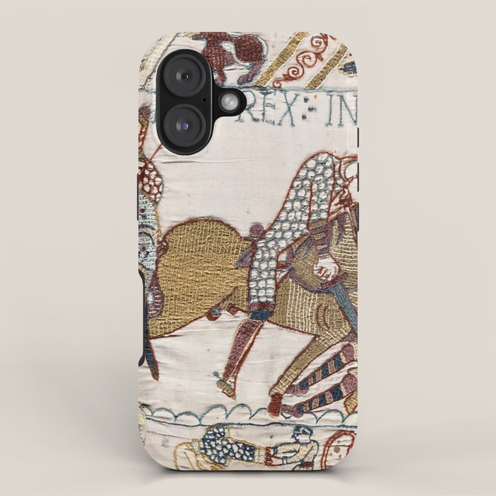 Battle of Hastings- Bayeux Tapestry King Harold Is Killed Arrow In Eye iPhone Case Gallery Image 1