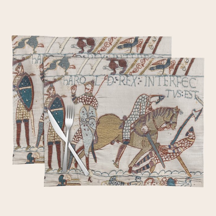 Battle of Hastings- Bayeux Tapestry King Harold Is Killed Arrow In Eye Placemat Gallery Image 1