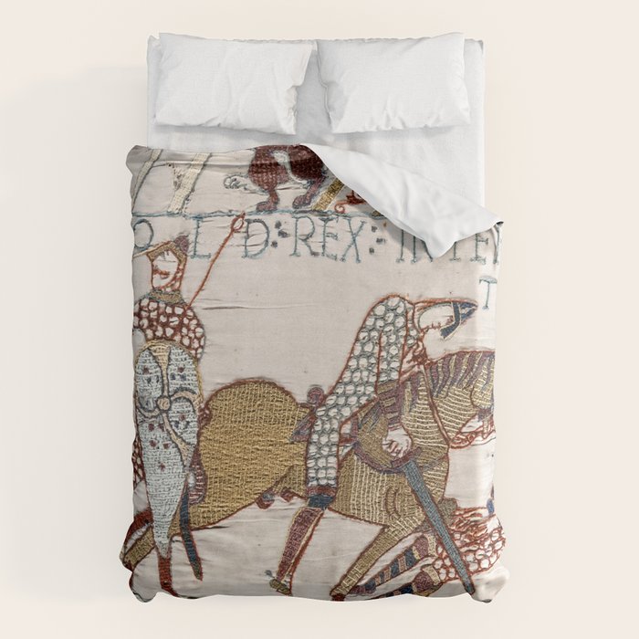 Battle of Hastings- Bayeux Tapestry King Harold Is Killed Arrow In Eye Duvet Cover Gallery Image 6