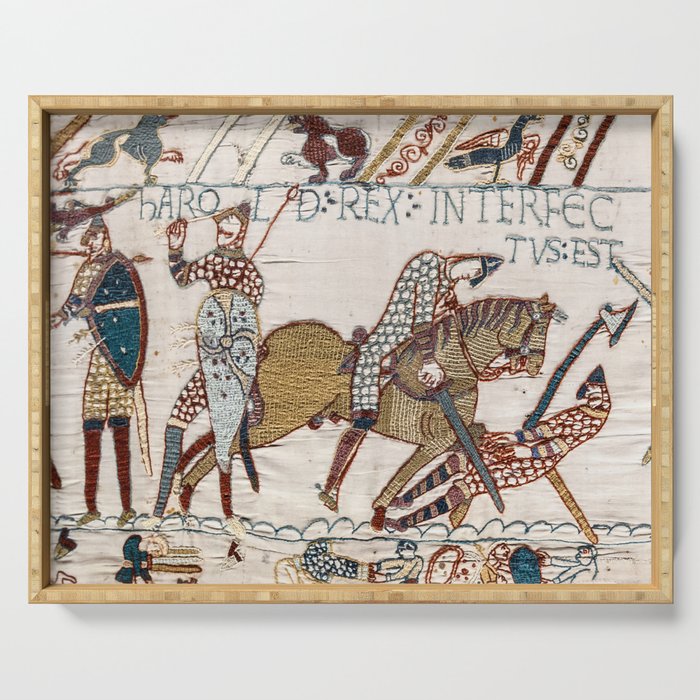 Battle of Hastings- Bayeux Tapestry King Harold Is Killed Arrow In Eye Serving Tray Gallery Image 1