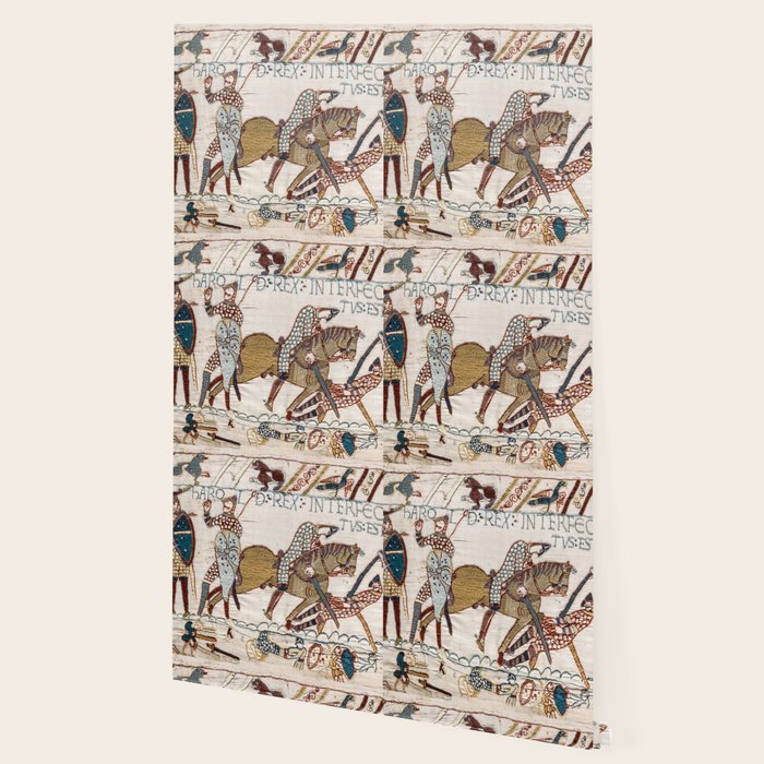Battle of Hastings- Bayeux Tapestry King Harold Is Killed Arrow In Eye Wallpaper Gallery Image 2