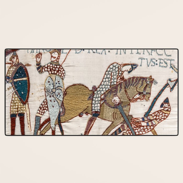 Battle of Hastings- Bayeux Tapestry King Harold Is Killed Arrow In Eye Desk Mat Gallery Image 3