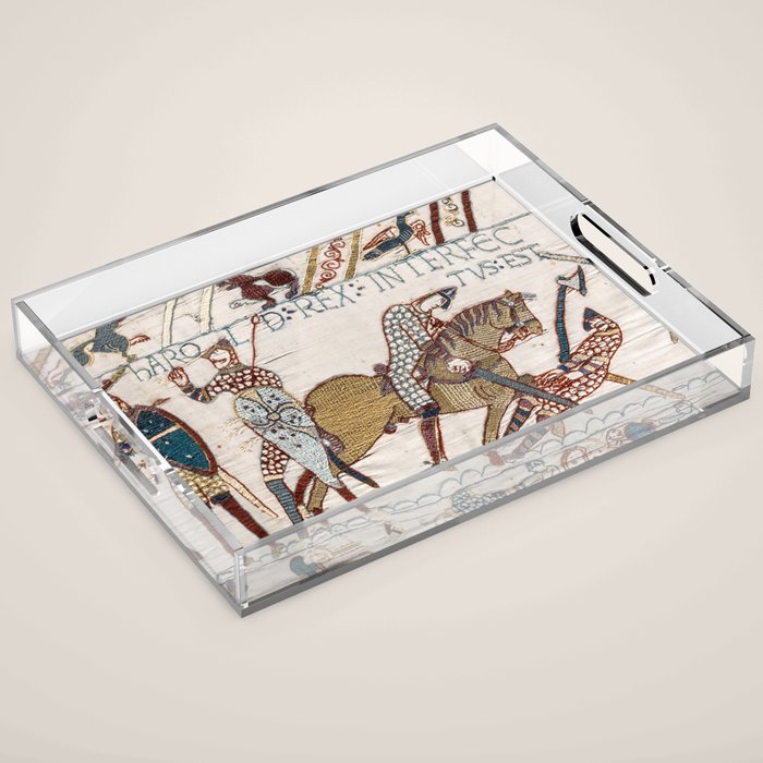 Battle of Hastings- Bayeux Tapestry King Harold Is Killed Arrow In Eye Acrylic Tray Gallery Image 1