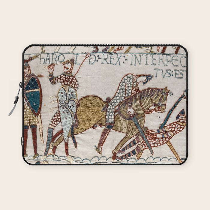 Battle of Hastings- Bayeux Tapestry King Harold Is Killed Arrow In Eye Laptop Sleeve Gallery Image 1