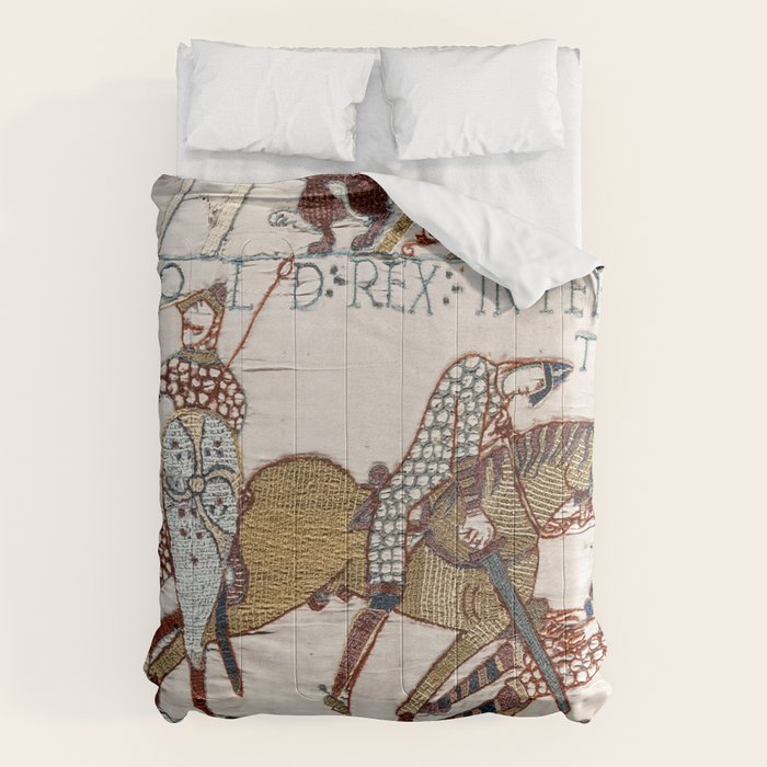 Battle of Hastings- Bayeux Tapestry King Harold Is Killed Arrow In Eye Comforter Gallery Image 6