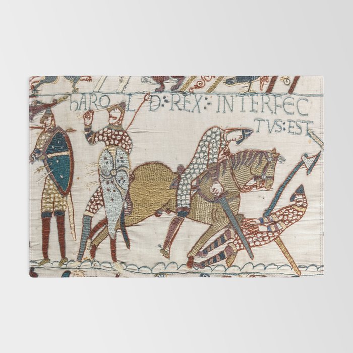 Battle of Hastings- Bayeux Tapestry King Harold Is Killed Arrow In Eye Rug Gallery Image 2