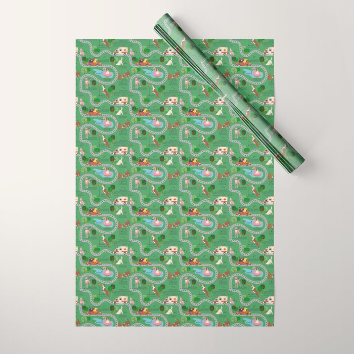 Fursics Cute Dog Park Physics Learning Pattern by Carrie Cantwell Educational STEM Playmat Design Wrapping Paper Gallery Image 1