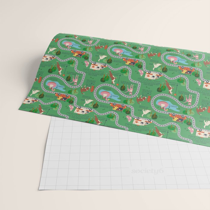 Fursics Cute Dog Park Physics Learning Pattern by Carrie Cantwell Educational STEM Playmat Design Wrapping Paper Gallery Image 2