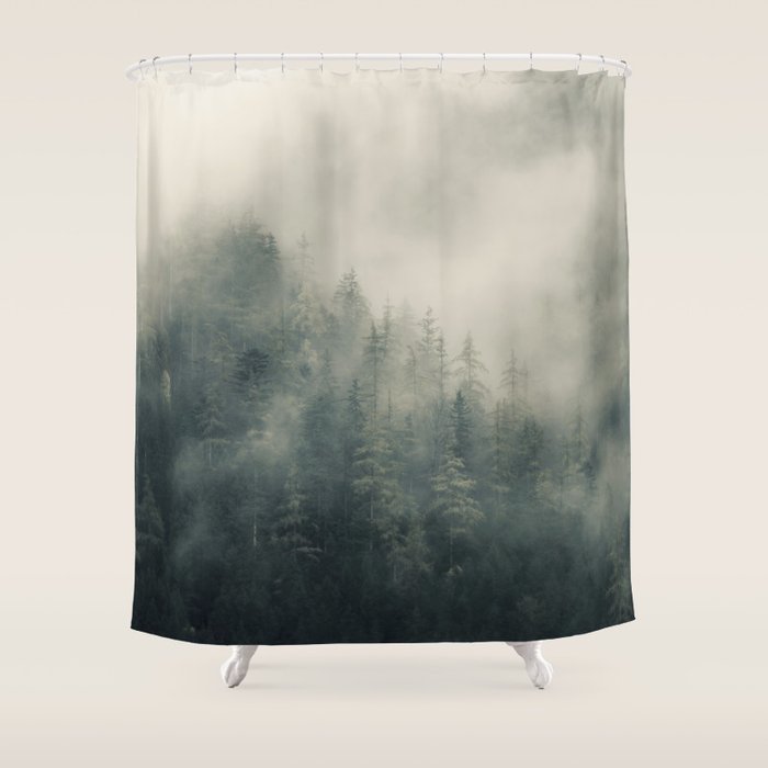 Misty Pine Forest 2 Shower Curtain Gallery Image 1
