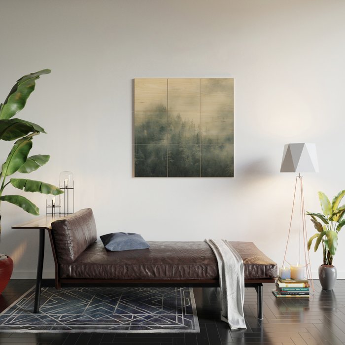 Misty Pine Forest 2 Wood Wall Art Gallery Image 2