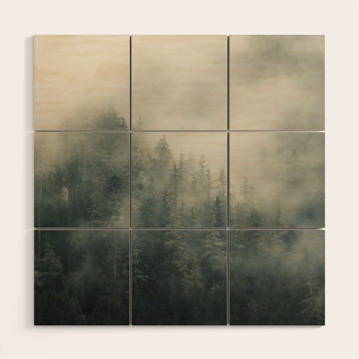Misty Pine Forest 2 Wood Wall Art Gallery Image 1
