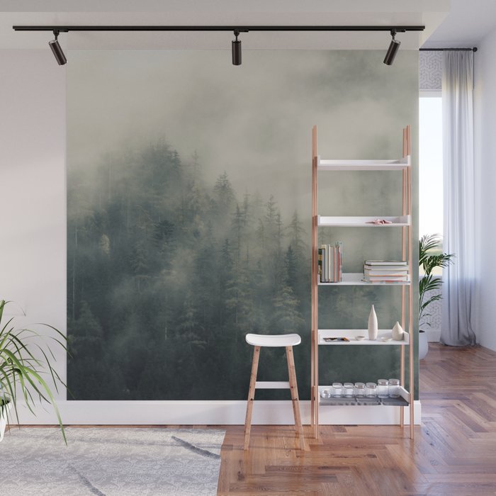 Misty Pine Forest 2 Wall Mural Gallery Image 1