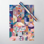 Blue Geometric Cubist Abstract Desin Wrapping Paper Gallery Image 1