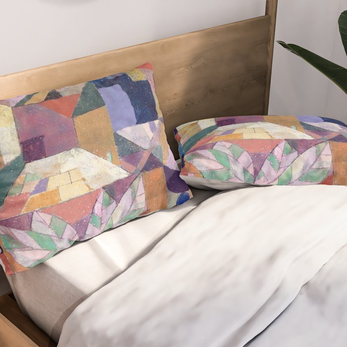 Blue Geometric Cubist Abstract Desin Pillow Sham Gallery Image 2