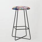 Blue Geometric Cubist Abstract Desin Stool Gallery Image 1