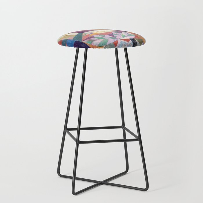 Blue Geometric Cubist Abstract Desin Stool Gallery Image 1