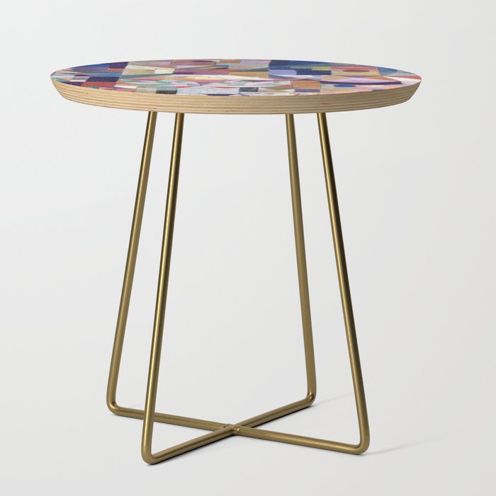 Blue Geometric Cubist Abstract Desin Side Table Gallery Image 1