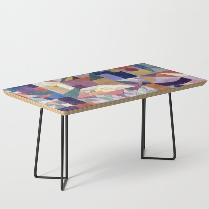 Blue Geometric Cubist Abstract Desin Coffee Table Gallery Image 1