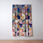 Blue Geometric Cubist Abstract Desin Window Curtain Gallery Image 3