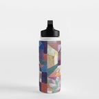 Blue Geometric Cubist Abstract Desin Water Bottle Gallery Image 3