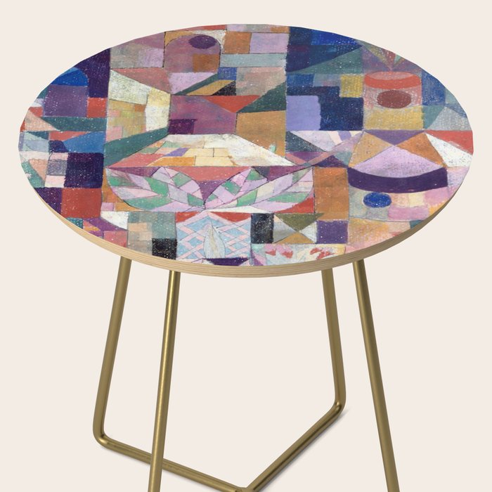 Blue Geometric Cubist Abstract Desin Side Table Gallery Image 2