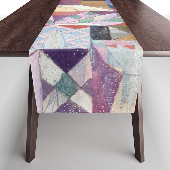 Blue Geometric Cubist Abstract Desin Table Runner Gallery Image 1
