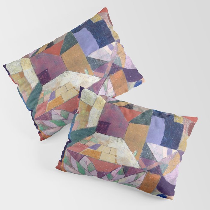 Blue Geometric Cubist Abstract Desin Pillow Sham Gallery Image 1