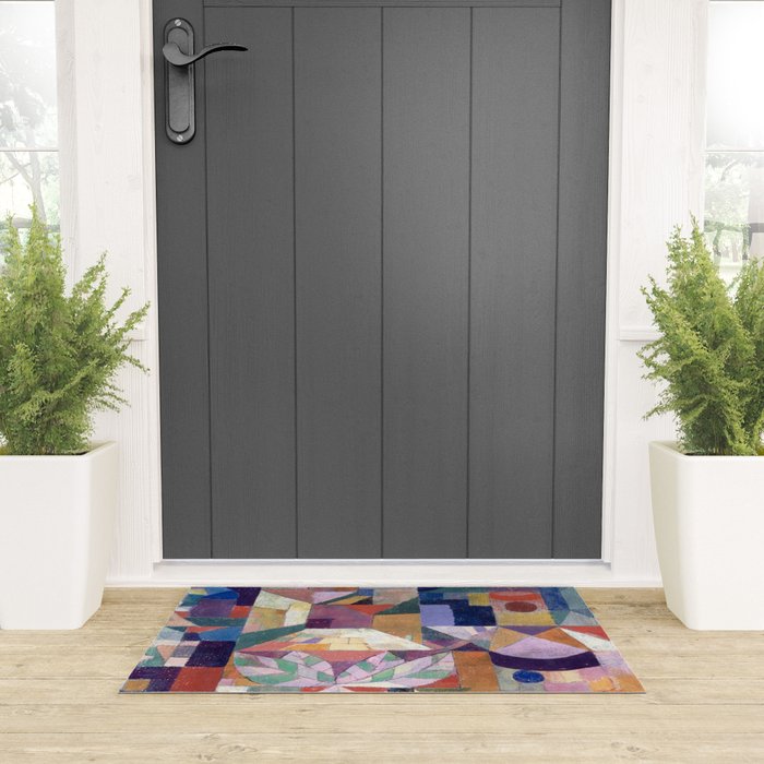 Blue Geometric Cubist Abstract Desin Welcome Mat Gallery Image 3